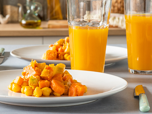 Saboroso fricassé de legumes com grão com Um Bongo