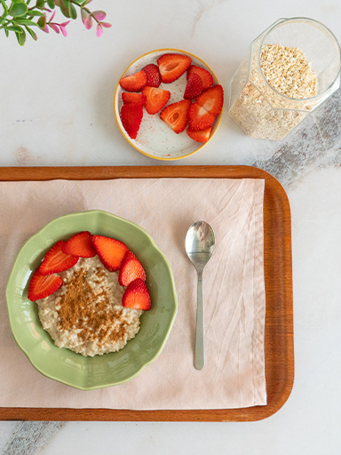 Deliciosas papas de aveia com morangos