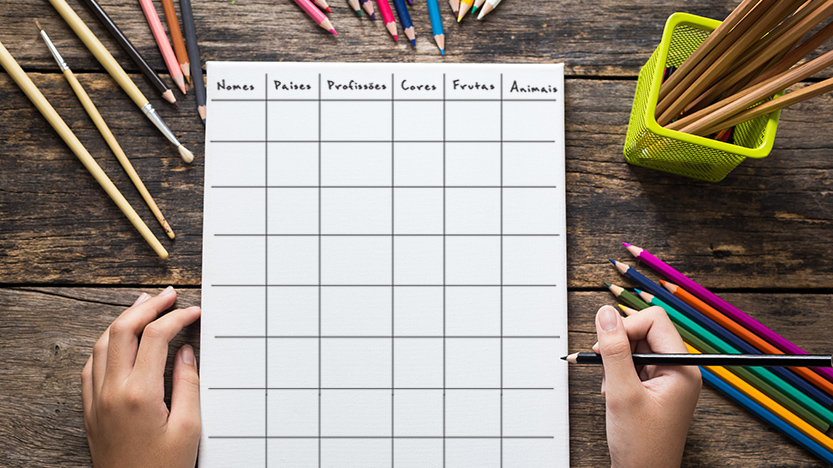 Pronto para brincar ao Jogo do Stop