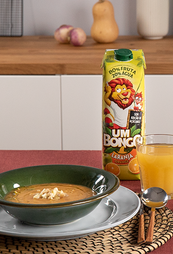 Creme de Castanhas e Pescada com Laranja acompanhados com Um Bongo