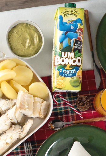 Bacalhau de Natal e Mousse de Pistachio acompanhado com Um Bongo